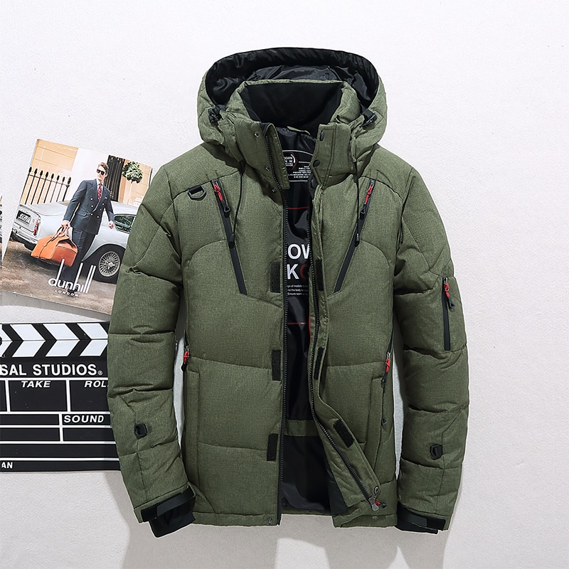 High Quality Overcoat Fashion Down Jacket Men Winter Warm Men Jacket Coat White Duck Down Parka Thick Puffer Stand Thick Hat