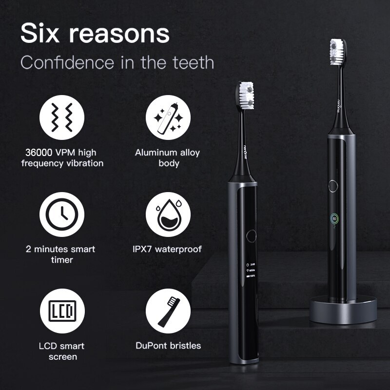 Nandme NX9000 Electric Toothbrush Ultrasonic IPX7 Waterproof Smart LCD display Inductive charging Deep Cleaning Tooth Brush