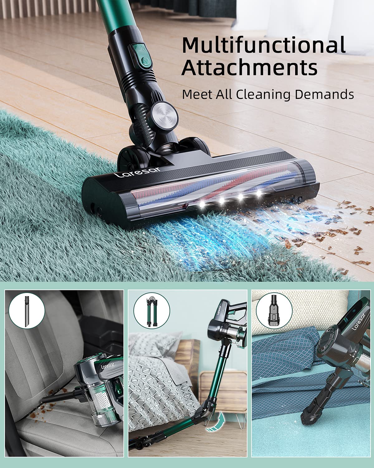 Laresar Household Vacuum Cleaner Power Suction Car Vacuum Cleaner Vertical Clean Vacuum Cleaner Handheld Sweeper Mopping Machine