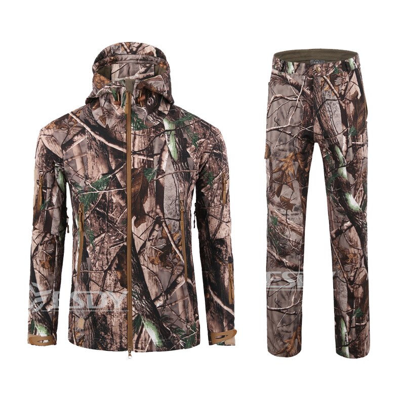 Camouflage Suit Shark Skin Outdoor Hunting Camping Waterproof Windproof Polyester Coats Jacket Hoody TAD Softshell Jacket+pants