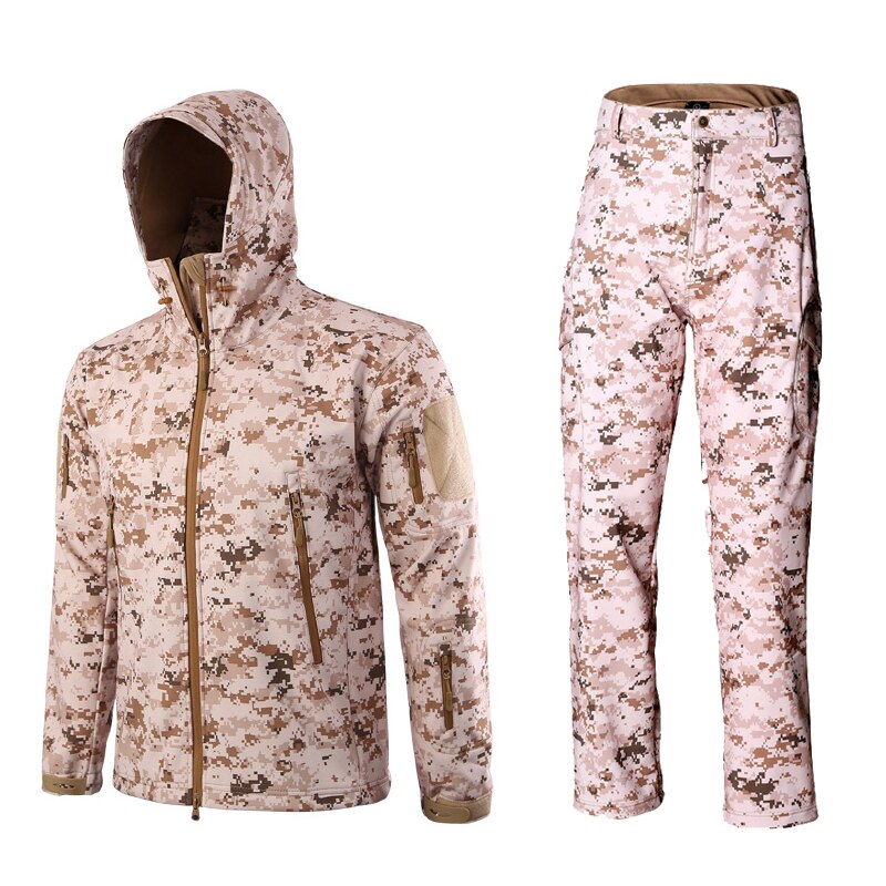 Camouflage Suit Shark Skin Outdoor Hunting Camping Waterproof Windproof Polyester Coats Jacket Hoody TAD Softshell Jacket+pants