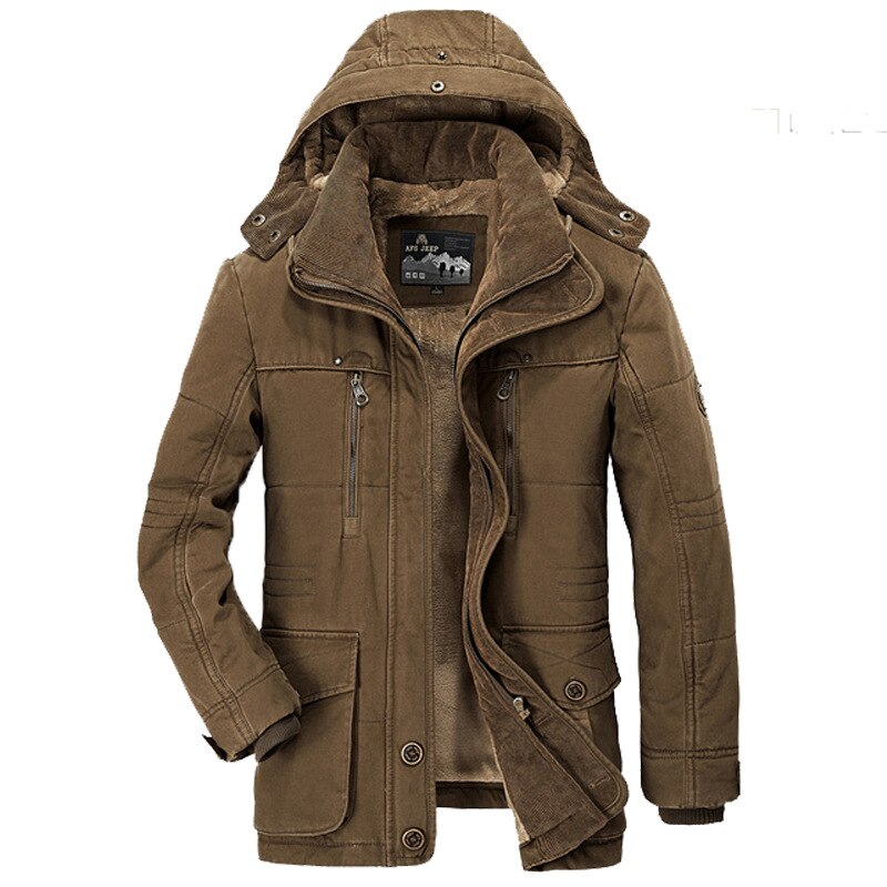 Brand Winter Jacket Men 6XL 7XL Cotton Thick Warm Parka Male Hooded Casual Fleece Liner Multi-Pocket Parkas Hombre Invierno