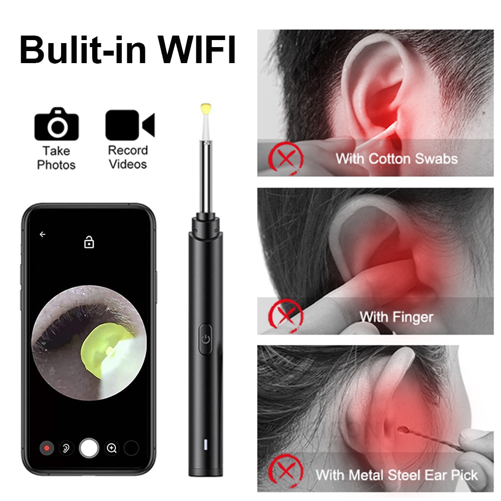 Ear Cleaner Ear Wax Removal With Camera Otoscope 1080P Wireless WIFI Ear Cleaning Kit Smart Visual Ear Stick For IOS Apple