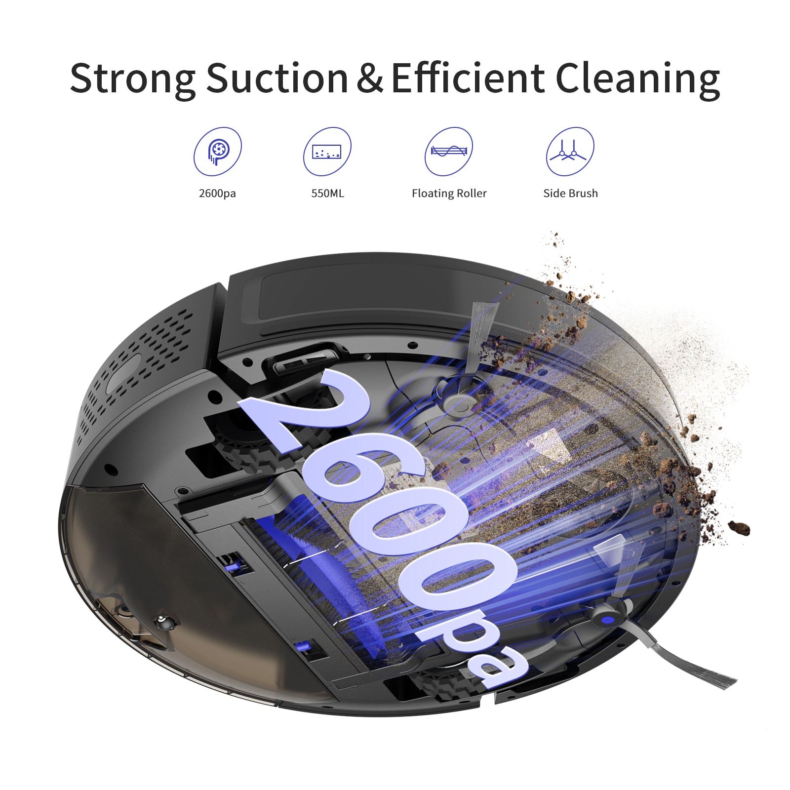 SYSPERL V40 Wireless Robot Vacuum Cleaner Navigation Planned Cleaning Large Dustbin Tank Schedule Household Tools for Floor Pet
