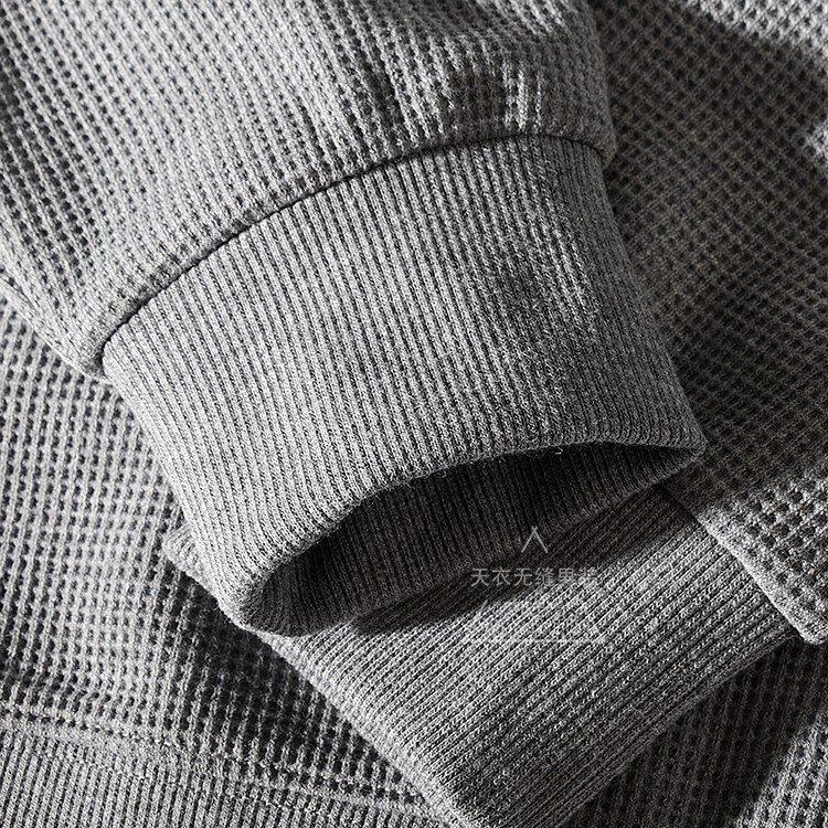 Autumn and Winter Heavyweight Casual Hoodies + Sweaterpants Two-piece Suit Men's Retro Waffle Long Sleeve Round Neck Sportwear