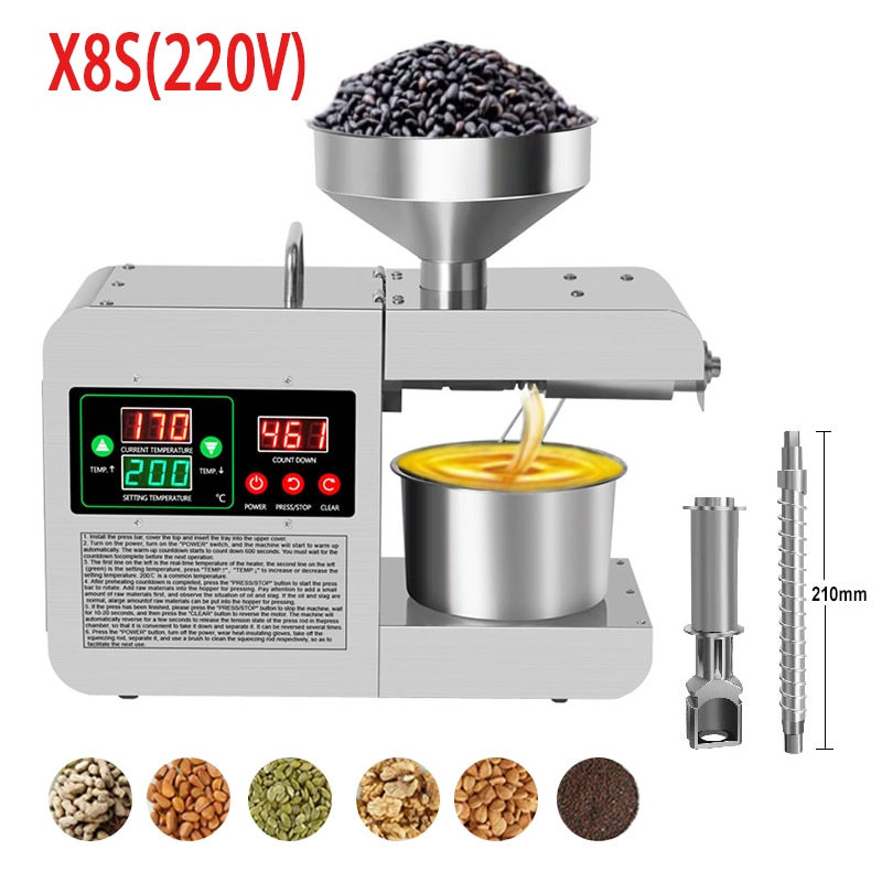 Intelligent Oil Press Automatic Household Stainless Steel Hot Cold Oil Extraction Machine Temperature Control Sesame Oil Peanut