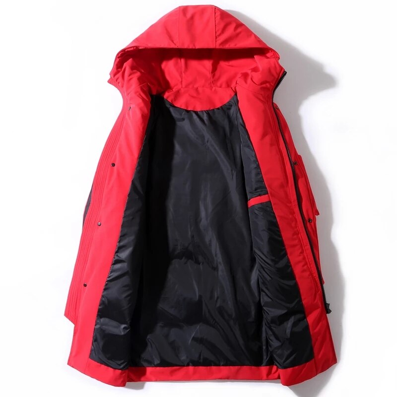 2023 Winter Men's Down Jacket Hooded Fashion Long Parkas Windproof Waterproof Thick Warm Coat