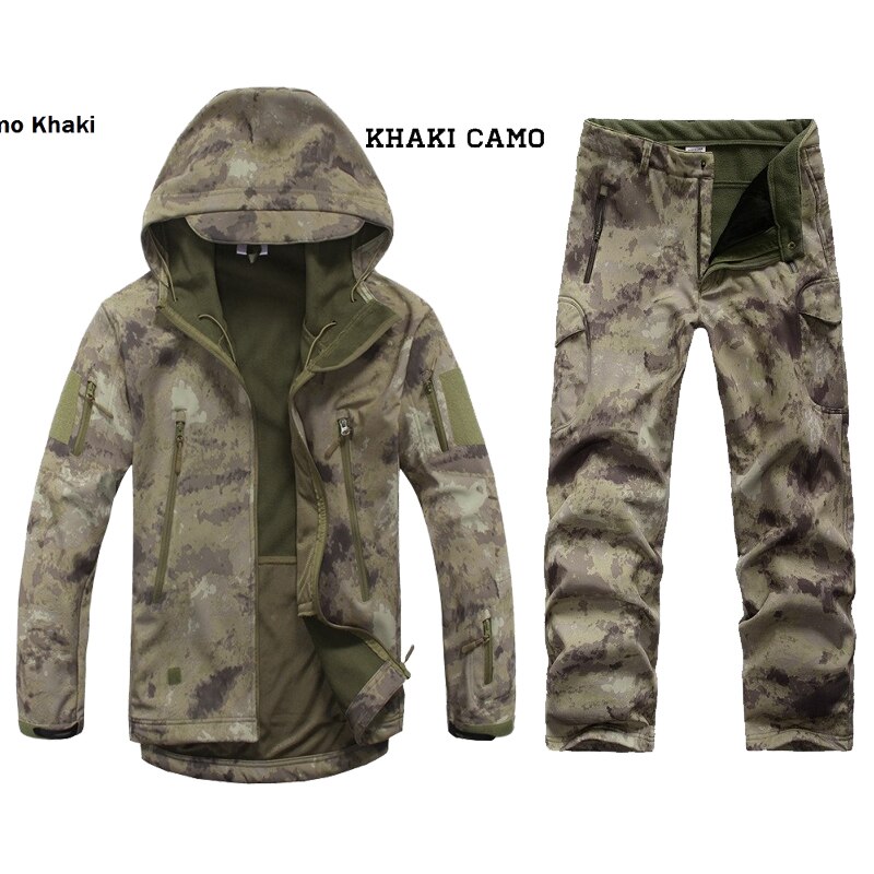 Camouflage Suit Shark Skin Outdoor Hunting Camping Waterproof Windproof Polyester Coats Jacket Hoody TAD Softshell Jacket+pants