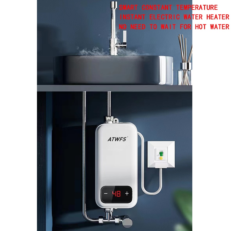 ATWFS Tankless Instant Water Heater 220v Electric Heaters for Home Kitchen for Bathroom Shower Hot Heater