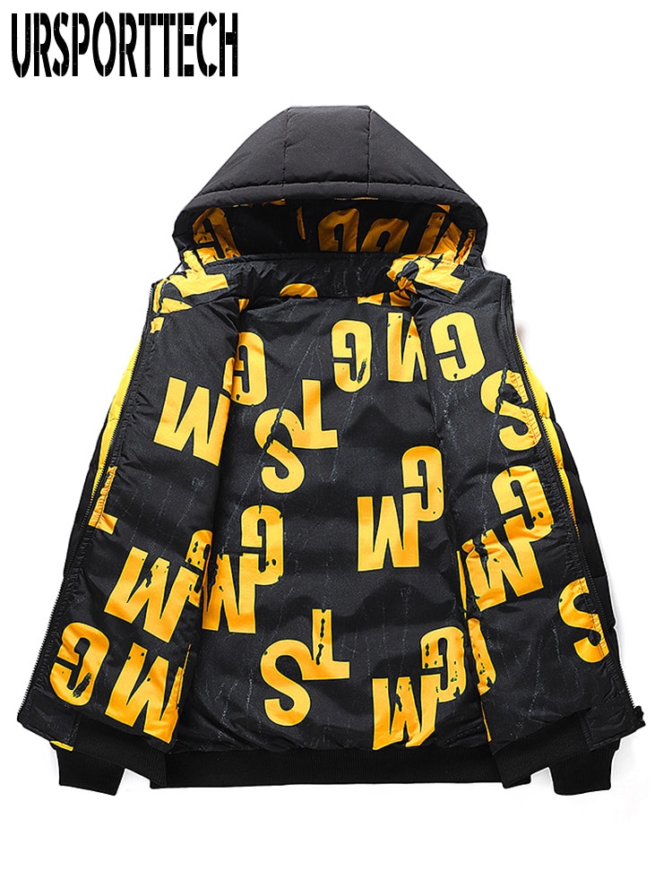 Reversible Winter Jacket Men Outdoor Hooded Men Winter Male Jacket Parka Coat Oversize 2 Side Wear Men Down Jackets Overcoat