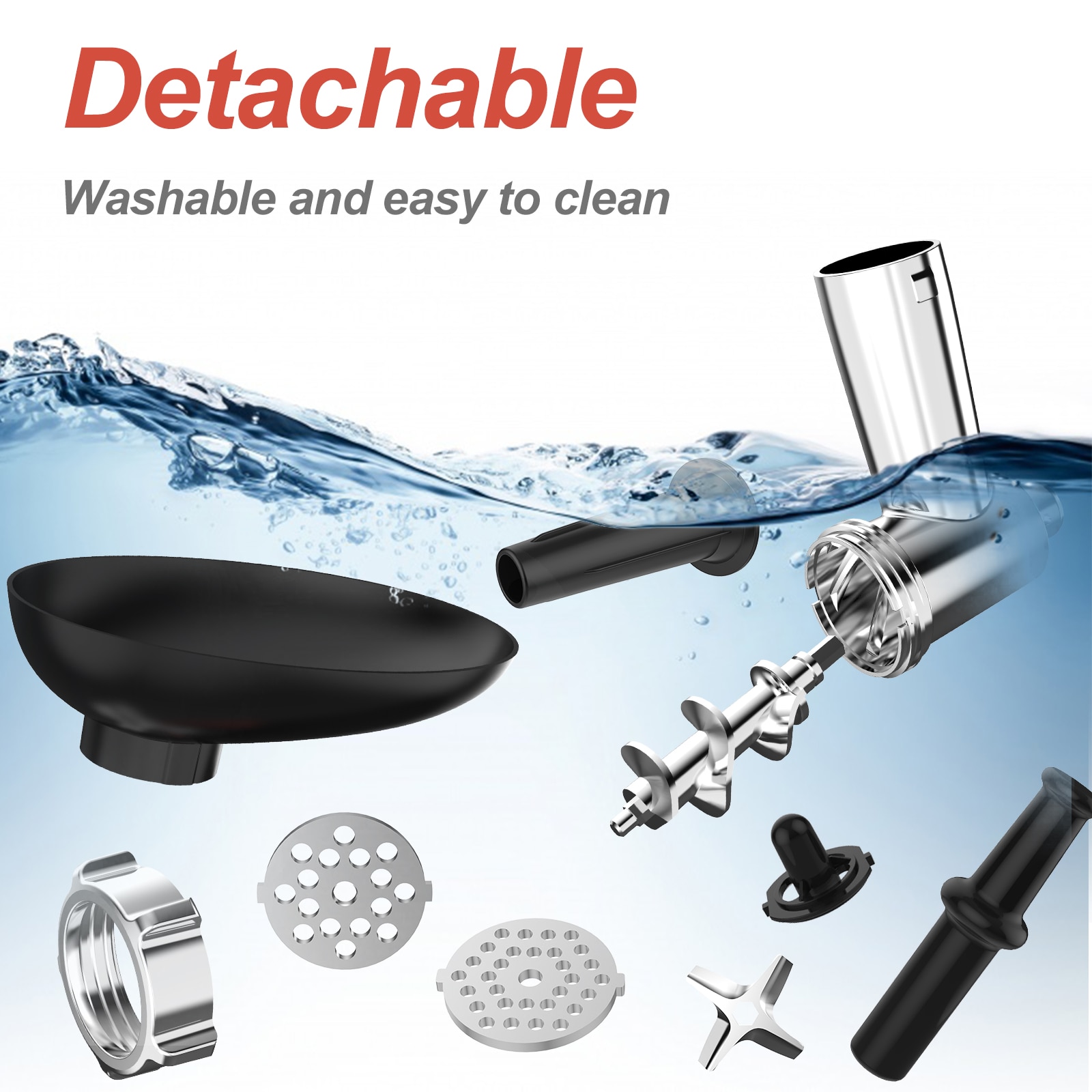 Dailyswee Electric Meat Grinder Home Sausage Stuffer Meat Mincer Overheating Protection Food Processor Multifunction Chopper