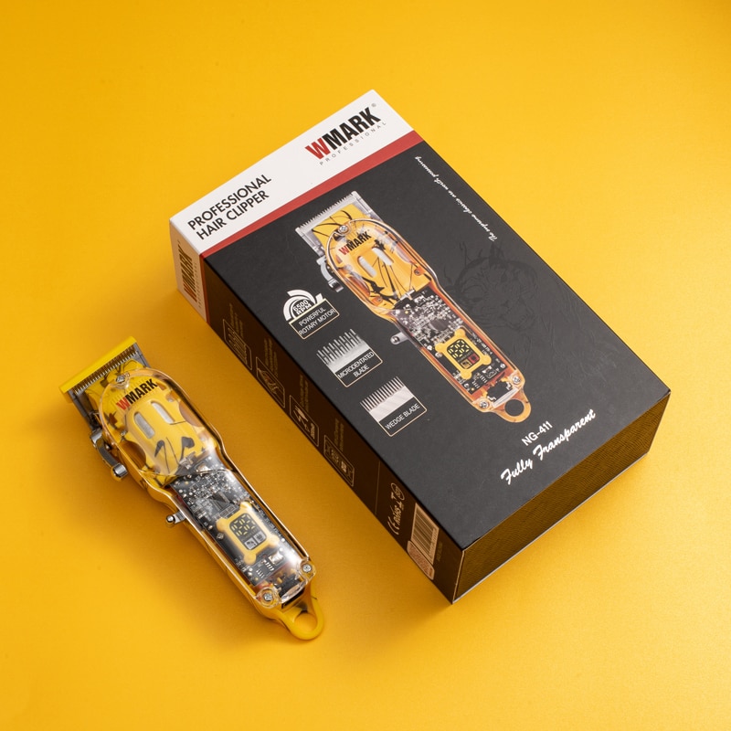 WMARK NG-411 Transparent Style Professional Rechargeable Clipper Cord & cordless Hair Trimmer with wedge blade