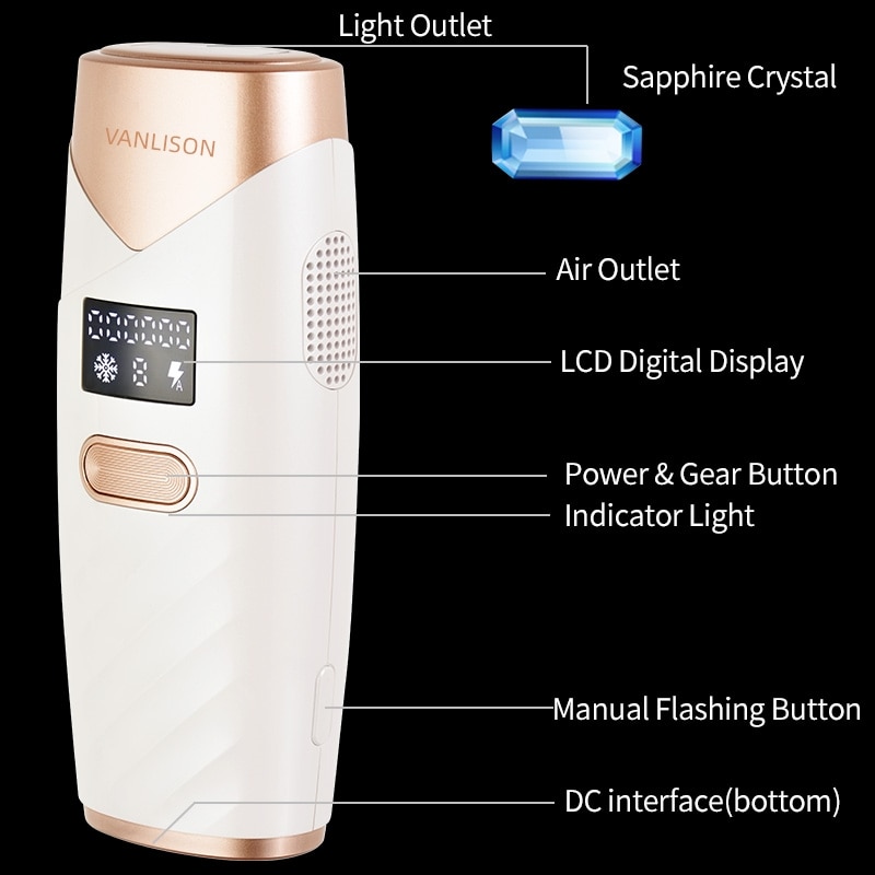 VANLISON Sapphire Painless Ice Feeling Permanent Epilator Best Laser Hair Removal Home Devices Full Body Bikini Dropshipping