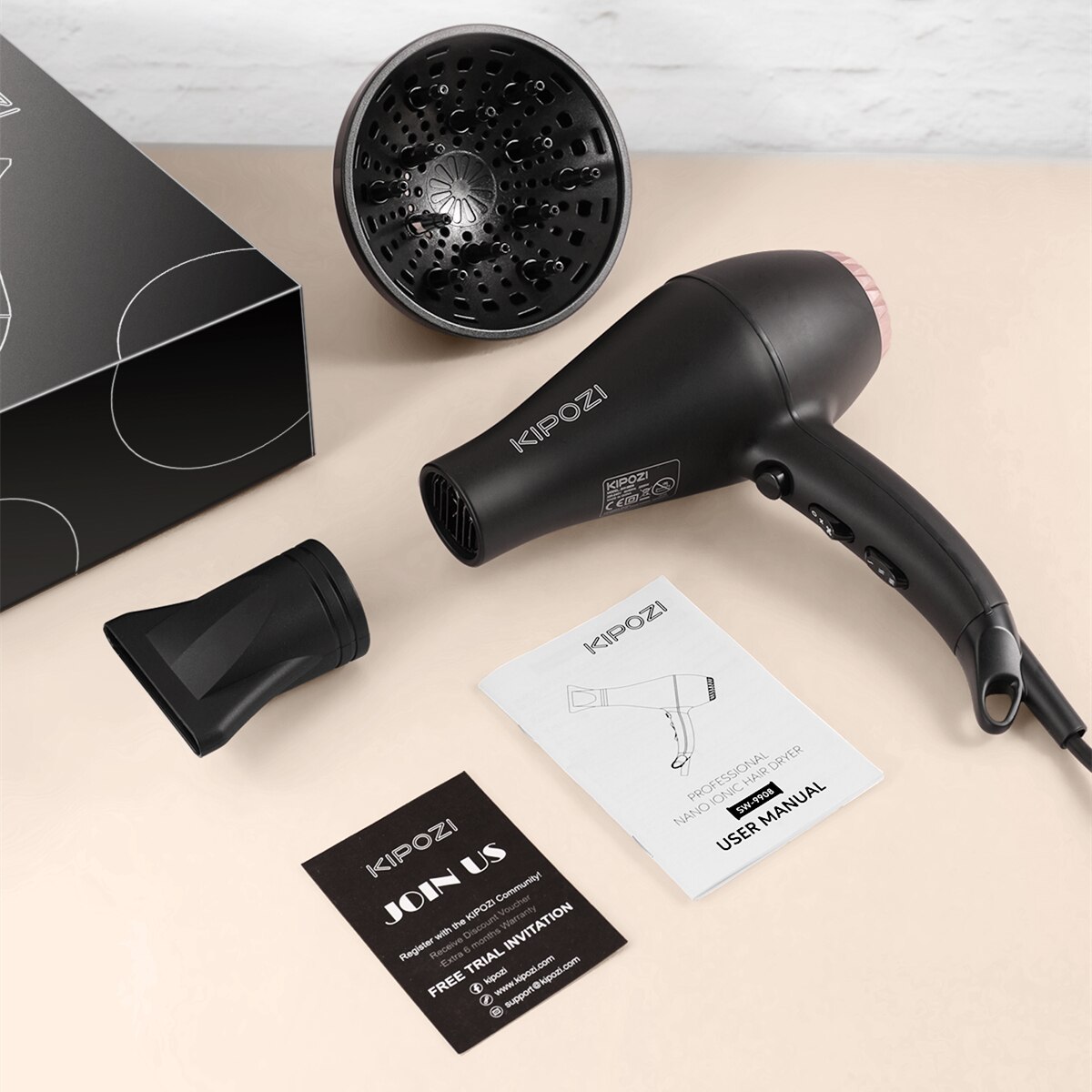 KIPOZI Professional Hair Dryer 2200W High Power Negative Ionic Blow Dryer Fast Dry Salon Grade Powerful Hairdryer Hair Care