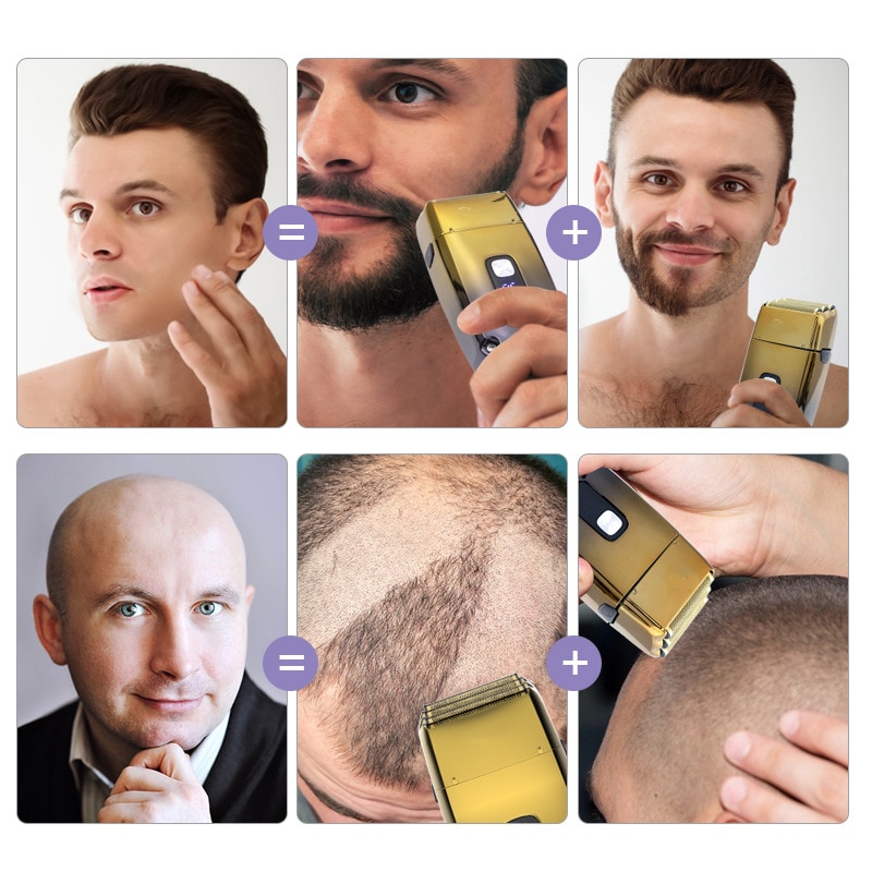 Professional Metal 3 Knife Net Electric Shaver Hair Beard Rechargeable Bald Head Shaving Machine for Men Fade Finishing Tool
