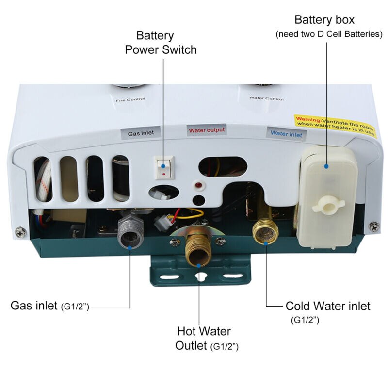 Yonntech 6L Propane Gas LPG Tankless Instant Hot Water Heater Boiler with Shower Head CE / ISO Approved