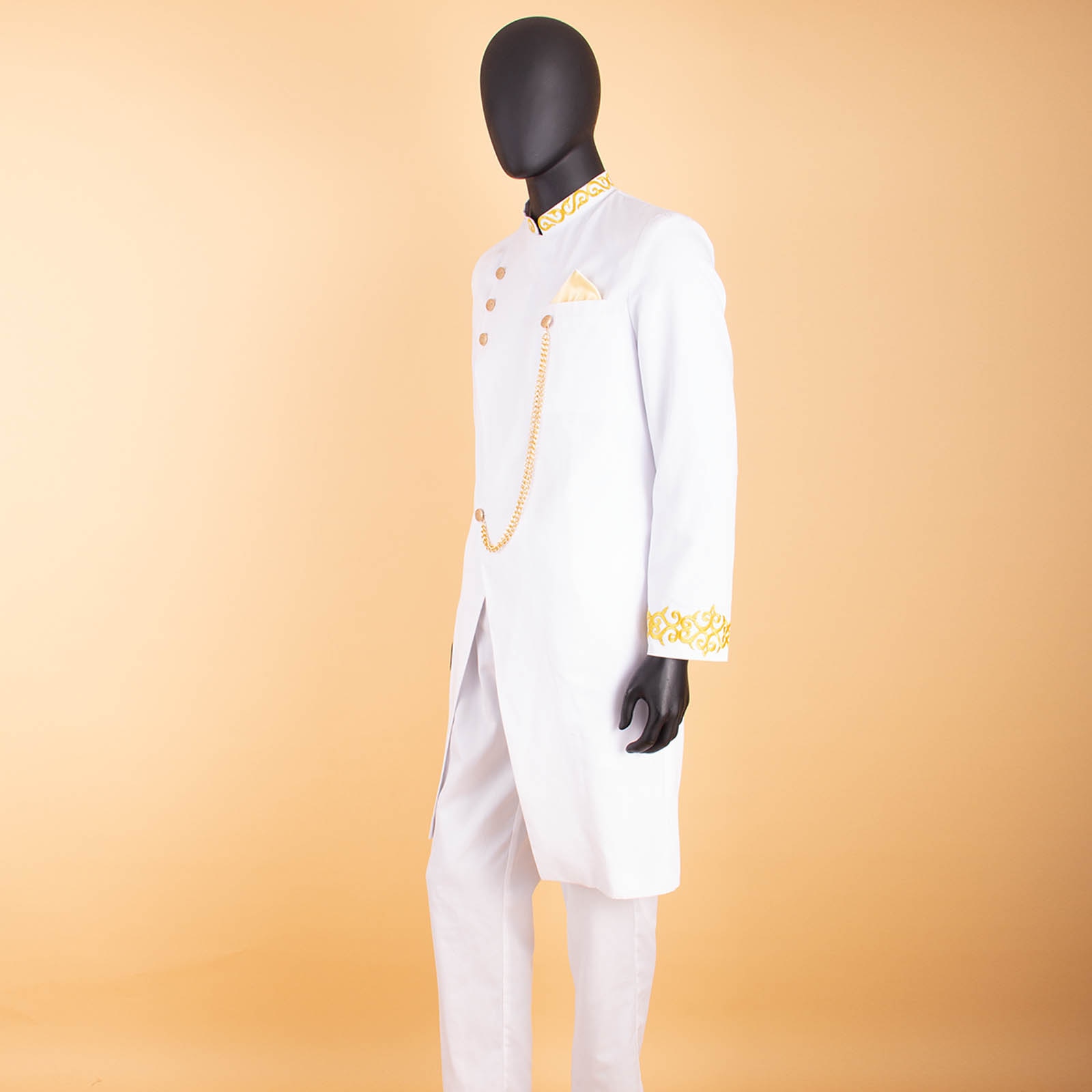 African Suit for Men Dashiki Long Embroidery Jackets and Pants 2 Piece with Kerchief Slim Fit Formal Outfits Wedding A2216037