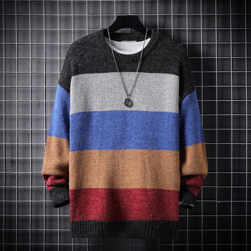 2021 Sweater Men Harajuku Knitted  Pullover Hip Hop Streetwear Cartoon Bear Sweater O-neck Oversize Casual Couple Male Sweaters