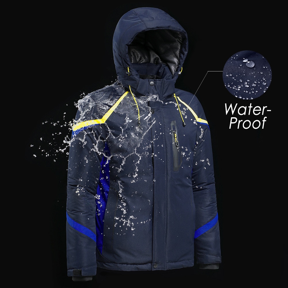 Men Winter New Outdoor Jet Ski Premium Snow Warm Parkas Jacket Coat Men's Outwear Casual Hat Waterproof Thick Fleece Parka Men
