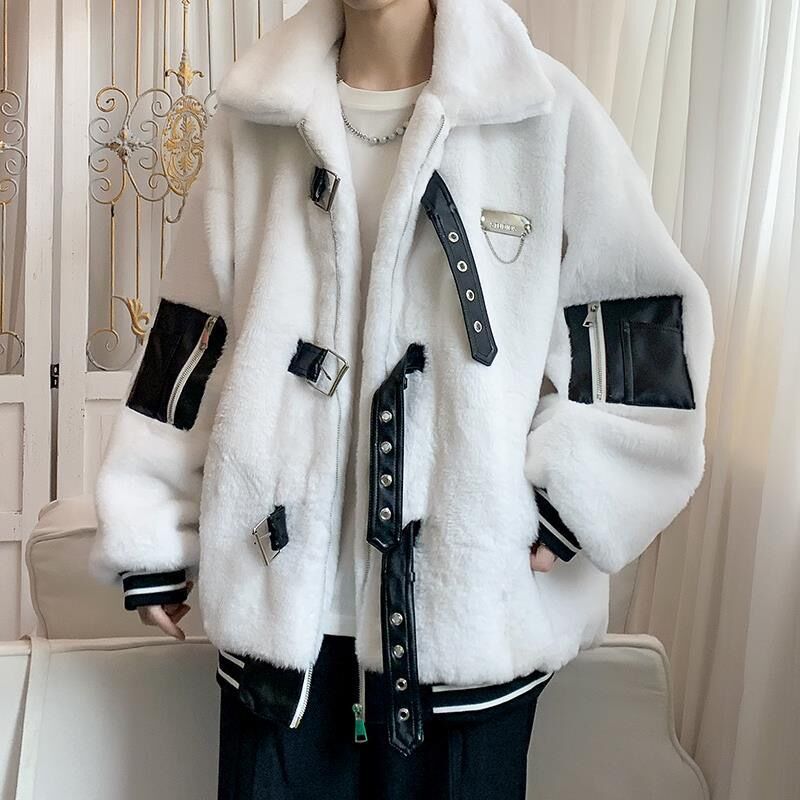 Lamb wool coat men's plus velvet thick winter padded jacket Korean warm cotton bubble coat chaqueta de los hombres puffer jacket