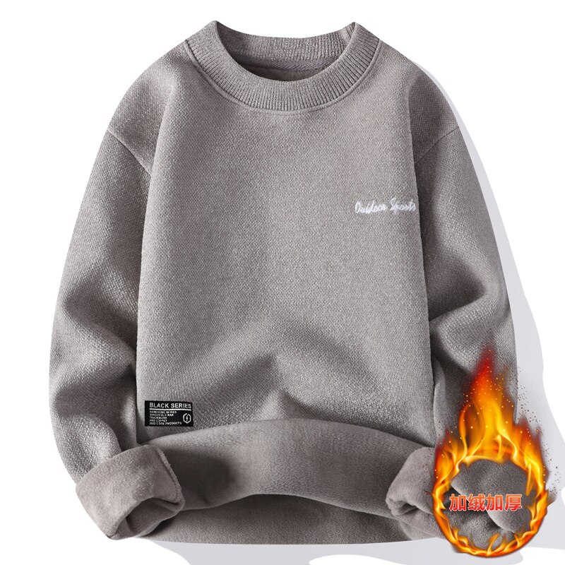 American Retro Designer Warm Soft Sweater Men's Chest Print Pullovers Women Oversize Striped Sleeve Autumn Winter Knit Sweater