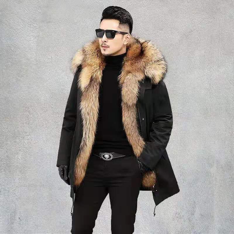 2021 Winter warm coats Men clothing Down Long Waterproof Jackets faux Fox Fur Coat For Man winter Jacket puffer jacket men