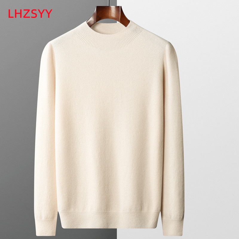 LHZSYY Autumn Winter Men' Cashmere Sweater First-Line Ready-To-Wear Pullover Half Turtleneck Casual Sweater Pure Wool Knit Shirt