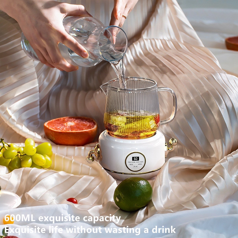 600ml Glass Electric Kettle 220V Anti-dry Fast Boiling Kettle Health Preserving Pot Household Retro Teapot Automatic Thermo Pot