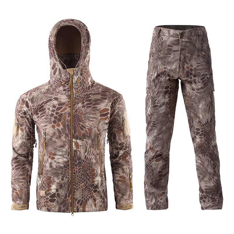 Camouflage Suit Shark Skin Outdoor Hunting Camping Waterproof Windproof Polyester Coats Jacket Hoody TAD Softshell Jacket+pants