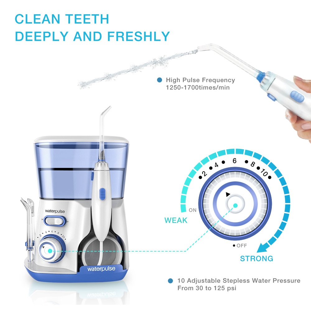 Waterpulse Dental Irrigator 800ml Home Teeth Whitening Water Flosser 10 Modes Oral Irrigators Cleaning Tools V300 For Family