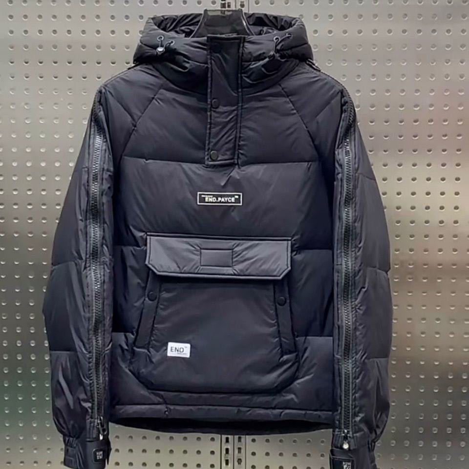 New Trendy Big Pocket Padded Jacket Trendy Men's Hooded Tooling Thicken Thermal Coat Couple Versatile Casual Jacket