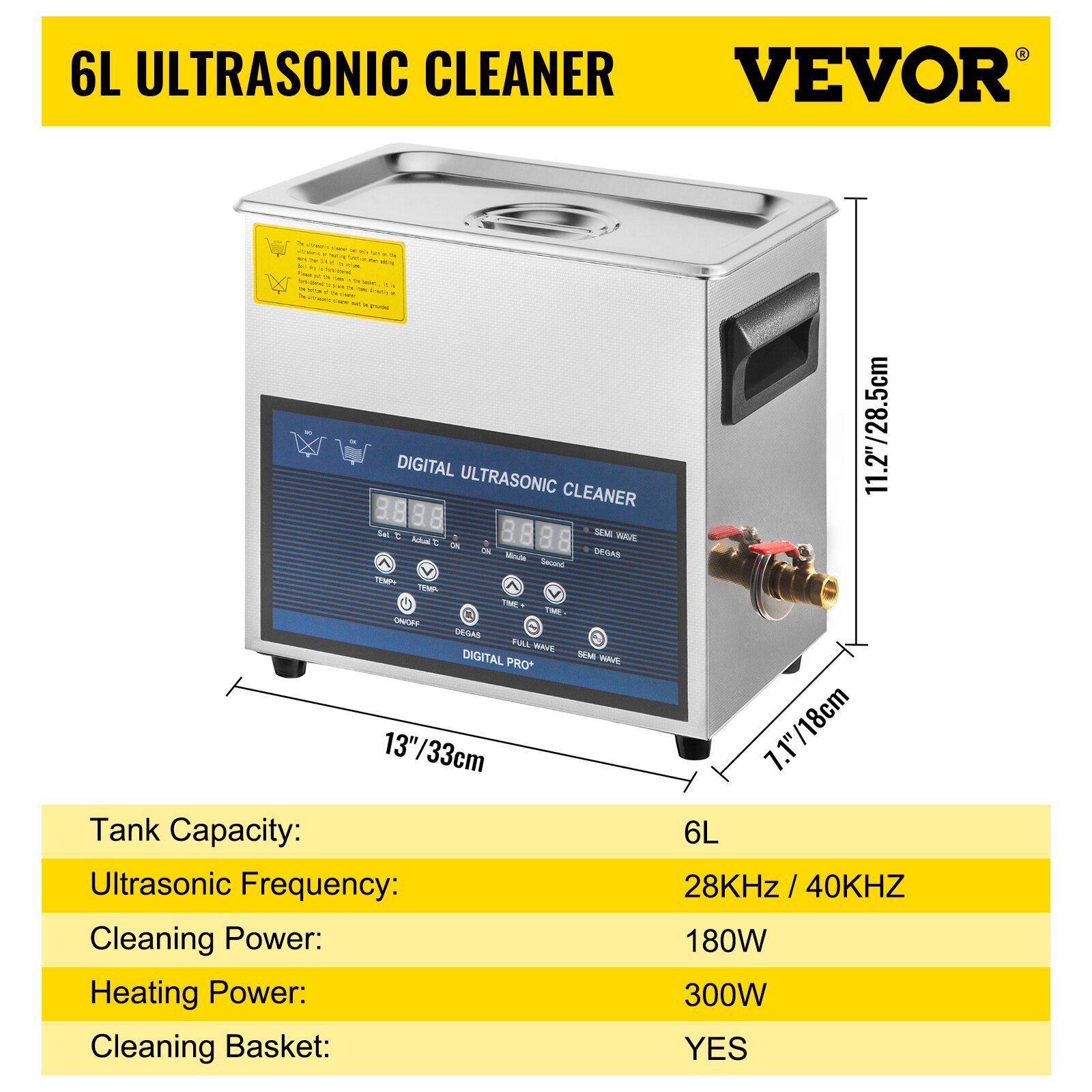 VEVOR 2L 3.2L 6L 10L 22L 30L Ultrasonic Cleaner With Double-Frequence Digital Portable Washing Machine Ultrasound Home Appliance
