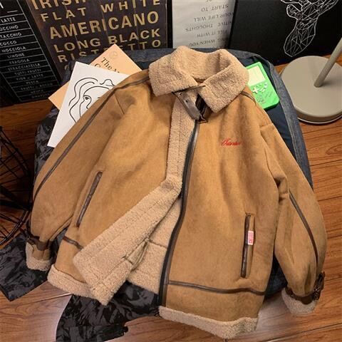 Lamb wool coat men's plus velvet thick winter padded jacket Korean warm cotton bubble coat chaqueta de los hombres puffer jacket