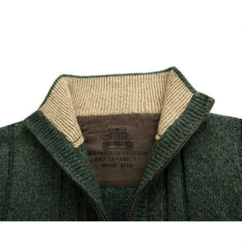 Autumn Men's Long Sleeve Knitted Cardigan Full Zipper Sweater Coat Fleece Solid Quality Men's Clothing Winter Casual Outwear