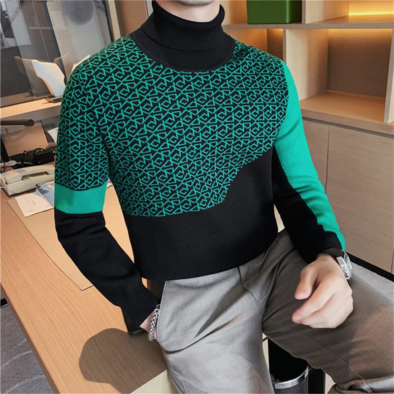 2022 Winter Turtleneck Sweater Men Knitwear Thick Warm Knitted Pullovers High Quality Mens Sweaters Slim Fit Male Jumper S-3XL