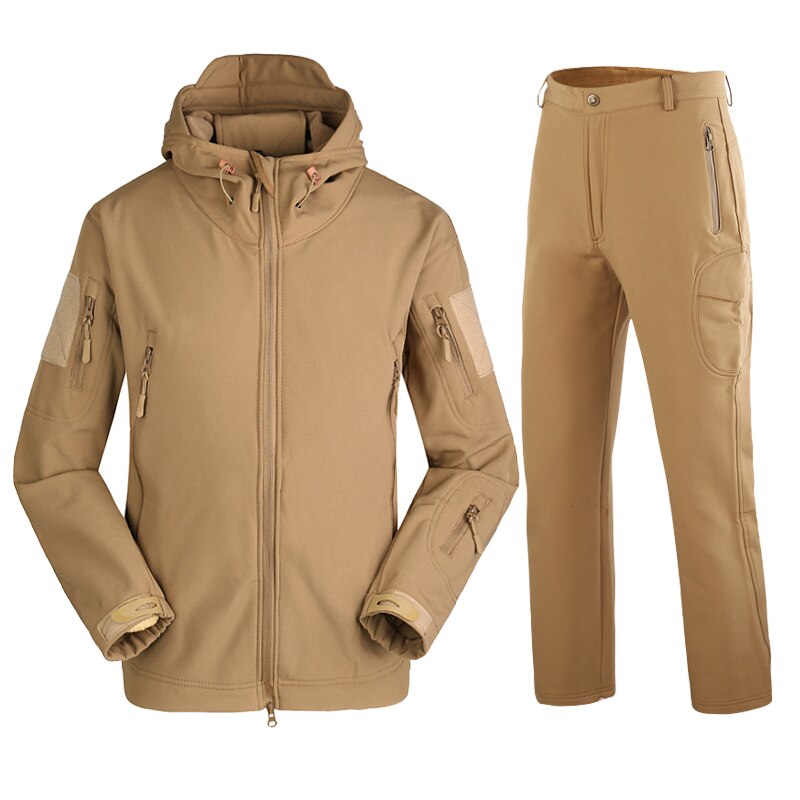 Camouflage Suit Shark Skin Outdoor Hunting Camping Waterproof Windproof Polyester Coats Jacket Hoody TAD Softshell Jacket+pants