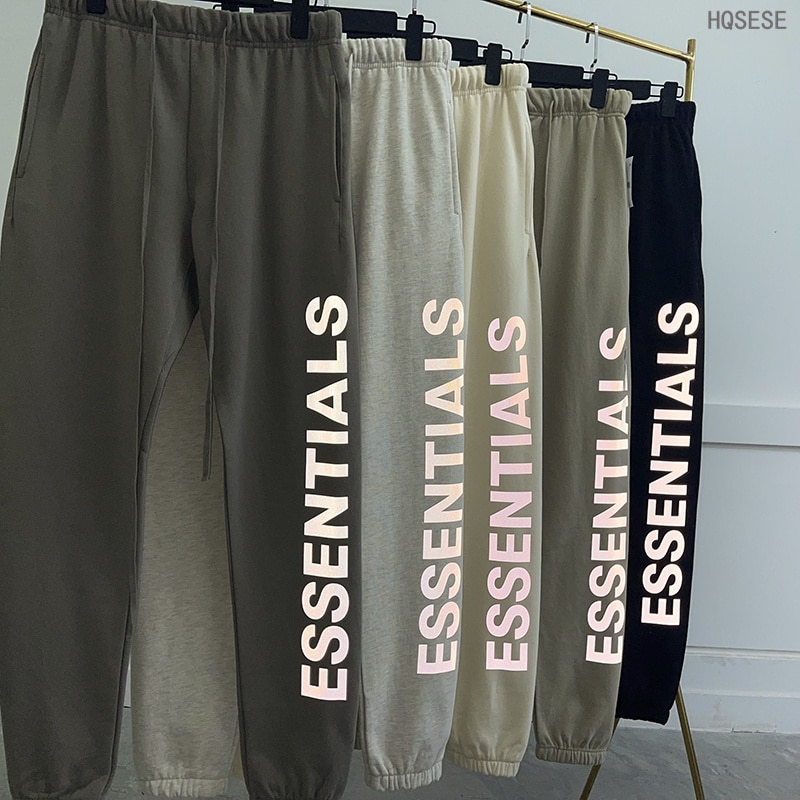 Essentials Pants Oversized Reflective Letter Sweatpants Streetwear Hip Hop Loose Men's Women's 100% Cotton Sports Pants