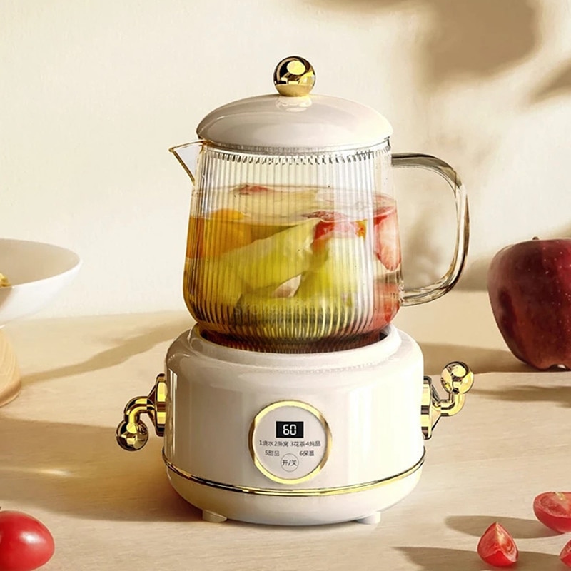 600ml Glass Electric Kettle 220V Anti-dry Fast Boiling Kettle Health Preserving Pot Household Retro Teapot Automatic Thermo Pot