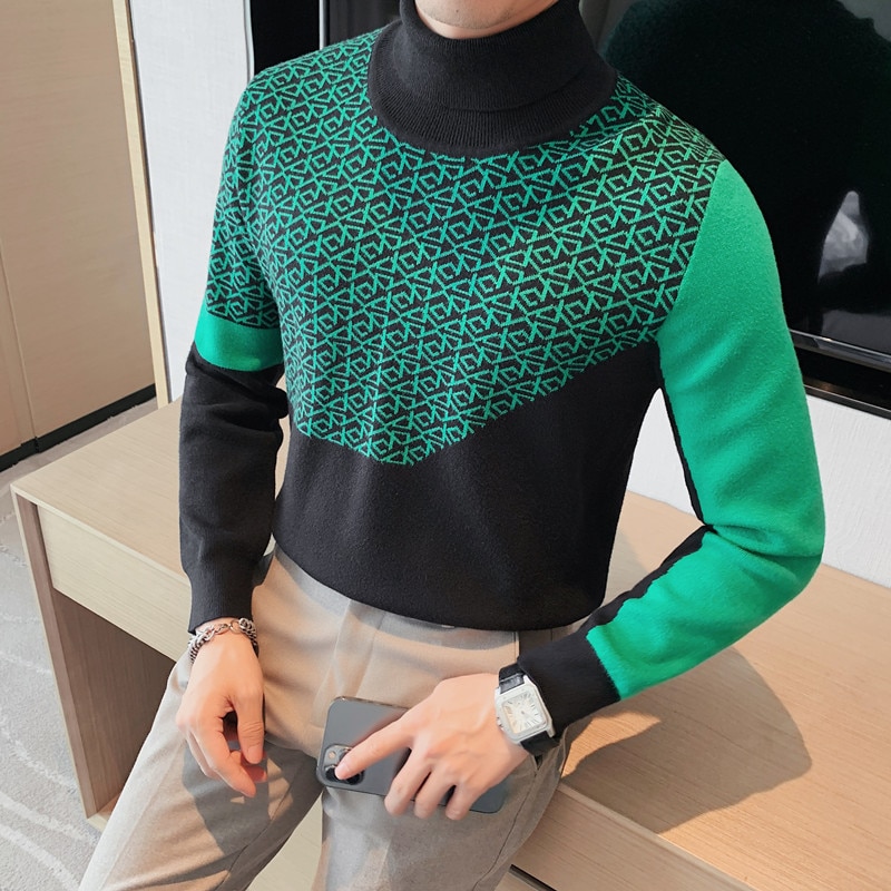2022 Winter Turtleneck Sweater Men Knitwear Thick Warm Knitted Pullovers High Quality Mens Sweaters Slim Fit Male Jumper S-3XL