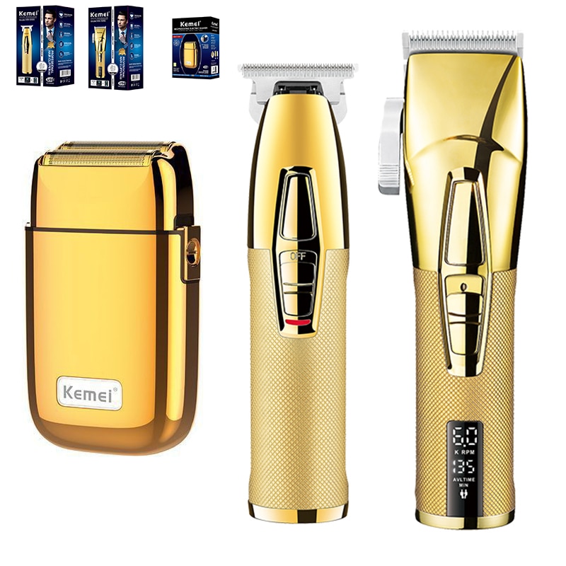 Kemei Professional Hair Clipper Barber Haircut Kit Combos 0mm Hair Trimmer Finish Hair Cutting Machine Electric Shaver Men Razor
