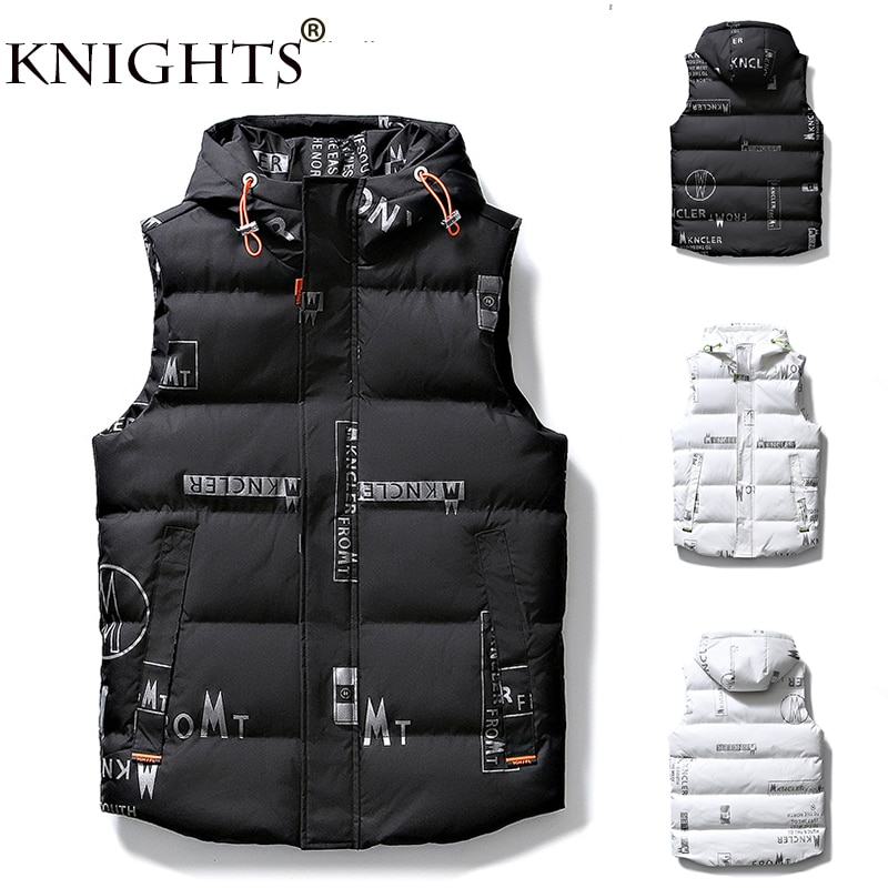 2021 Autumn Winter Sleeveless Jacket Down Vest High Quality Men's Warm Thick Loose Hooded Coats Padded Waistcoat Down Vest Men