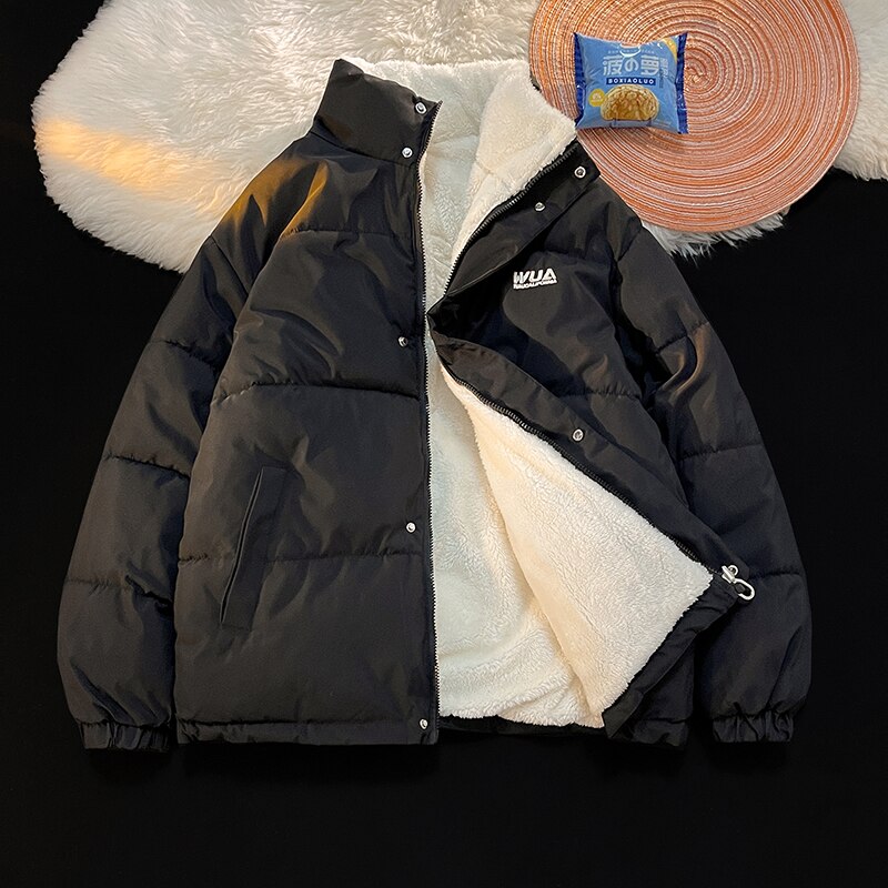 Parka Fleece Thicken Two Sided Jacket Winter Keep Warm Men&Women Clothing Korean Fashion Streetwear Casual Loose Man Cotton Coat