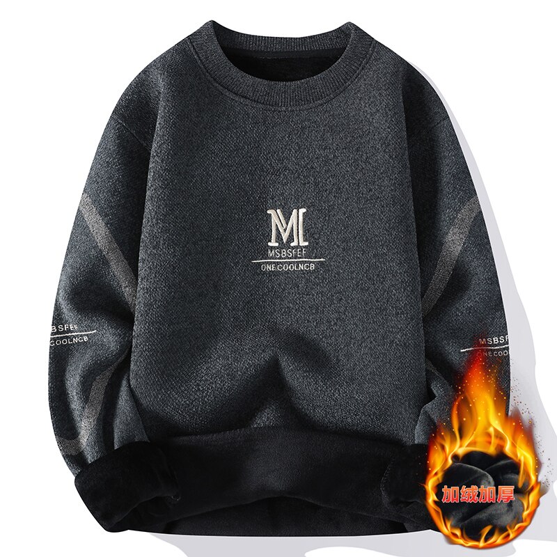 American Retro Designer Warm Soft Sweater Men's Chest Print Pullovers Women Oversize Striped Sleeve Autumn Winter Knit Sweater