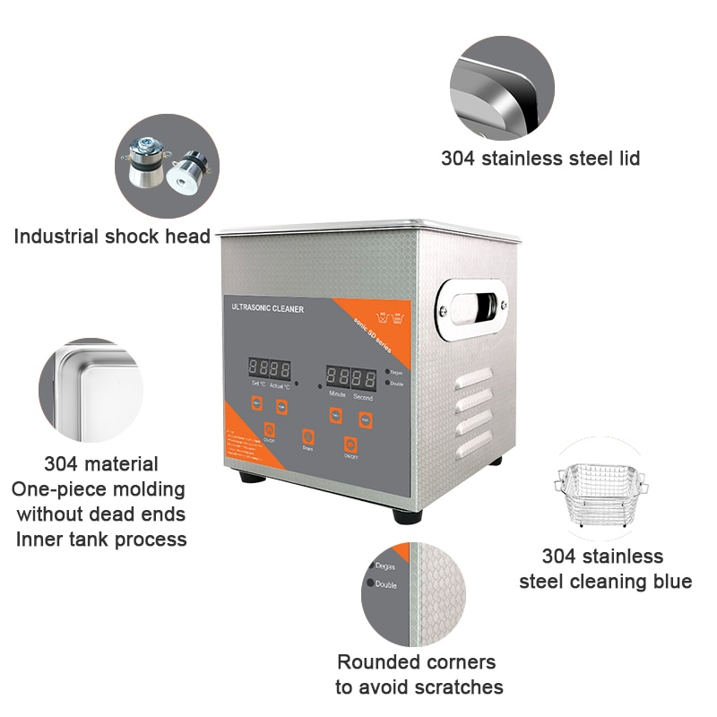 FanYing Portable Ultrasonic Cleaner 2L 60W Bath With Heater Timer Degas For Jewelry Ring Glasses Dental Nozzle Wash Toothbrush