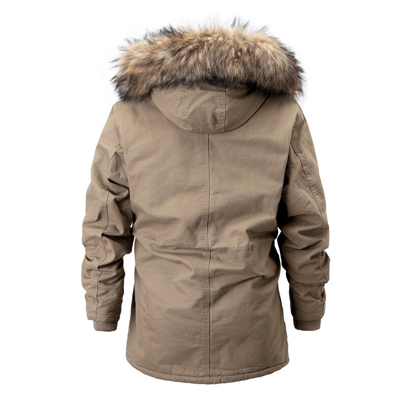 Fur Collar Thicken Men's Winter Parka Coat Fleece Warm Windproof Casual Jacket Men Hooded Outdoor Clothing Wool Liner Overcoat