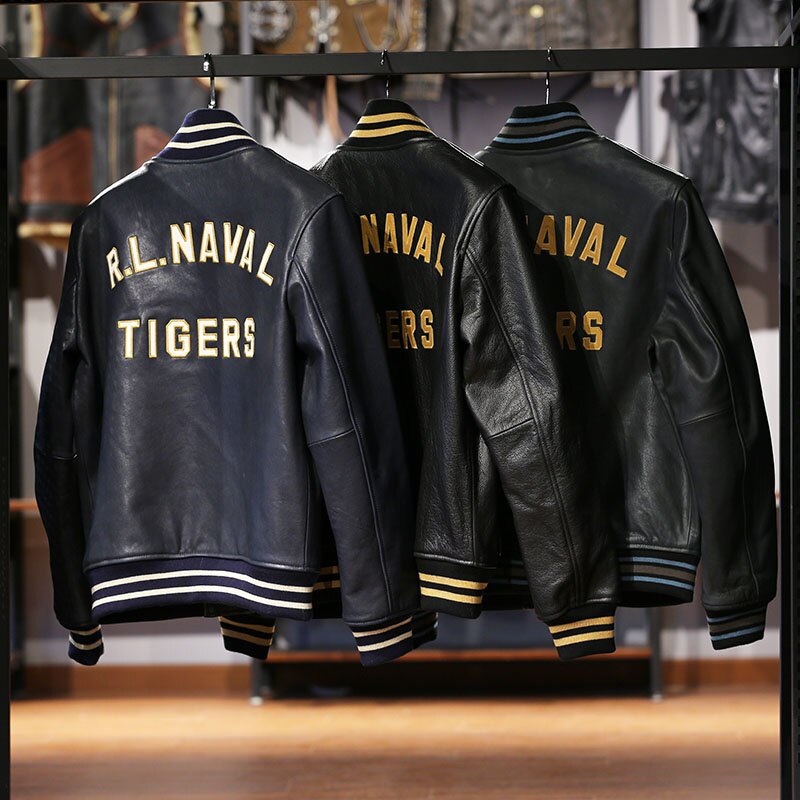 2022 top quality stand collar real leather jacket baseball tiger embroidery vegetable tanned sheep leather coat