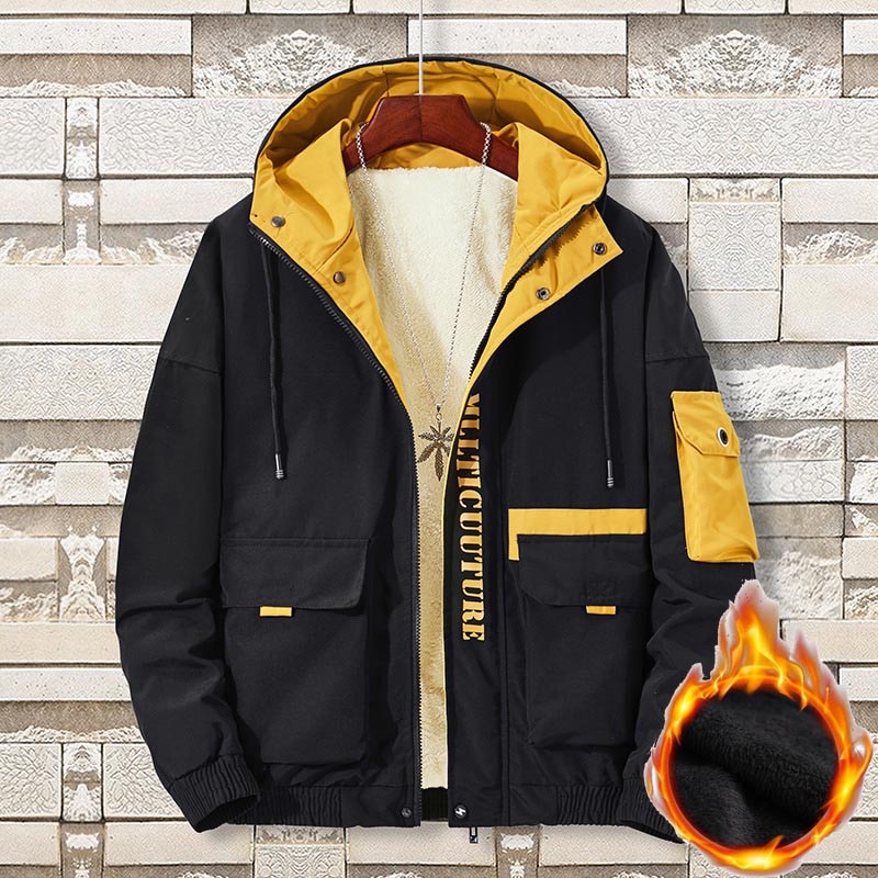 Men's Winter Jacket Oversize 2022 Plush Velvet Padded Fashion Coat Plus Size Large 7XL 8XL Anorak Thick Warm Fleece Parka Men