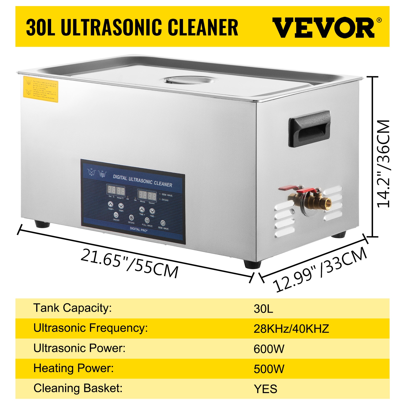 VEVOR 2L 3.2L 6L 10L 22L 30L Ultrasonic Cleaner With Double-Frequence Digital Portable Washing Machine Ultrasound Home Appliance