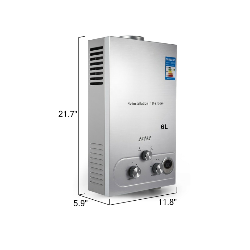 VEVOR 6L/8L/10L/12L/16L/18L LPG Propane Gas Instant Hot Water Heater Boiler Outdoor Stainless Steel