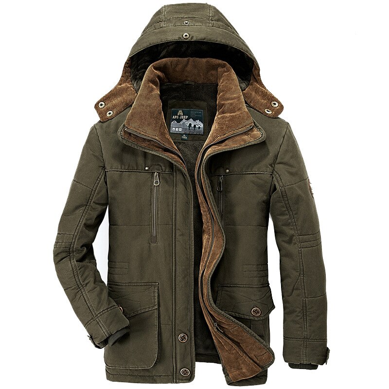 Brand Winter Jacket Men 6XL 7XL Cotton Thick Warm Parka Male Hooded Casual Fleece Liner Multi-Pocket Parkas Hombre Invierno